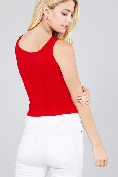 Double Scoop Neck Rib Tank Top