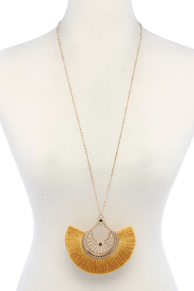 Metal Fan Tassel Pendant Necklace