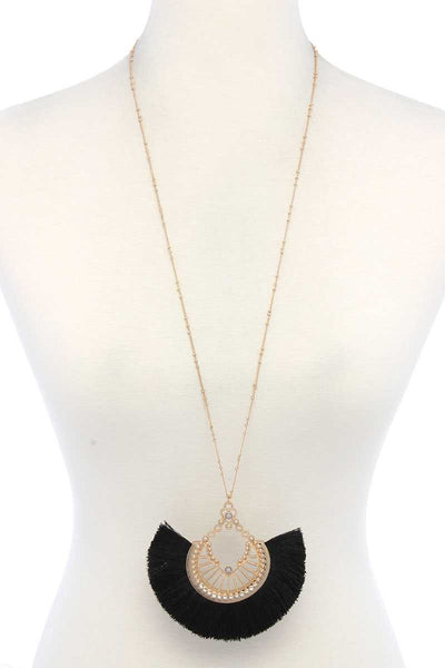 Metal Fan Tassel Pendant Necklace