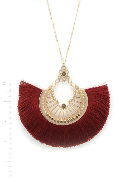 Metal Fan Tassel Pendant Necklace