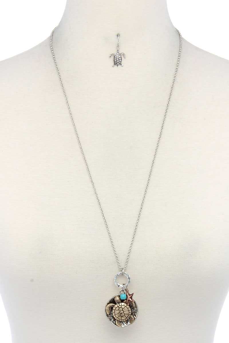 Sea Turtle Charm Pendant Necklace