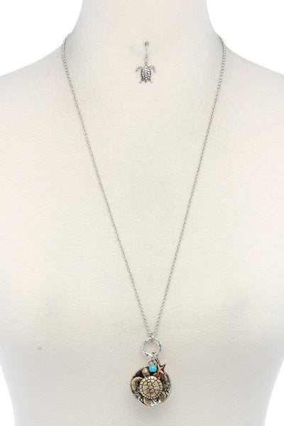 Sea Turtle Charm Pendant Necklace