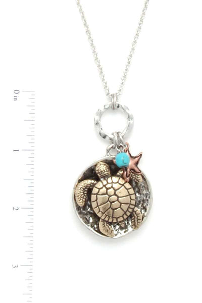 Sea Turtle Charm Pendant Necklace