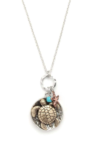 Sea Turtle Charm Pendant Necklace