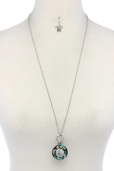 Sea Turtle Charm Pendant Necklace