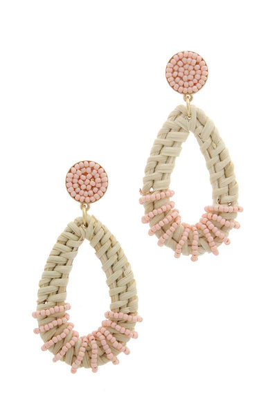 Beaded Teardrop Shape Post Drop Earring