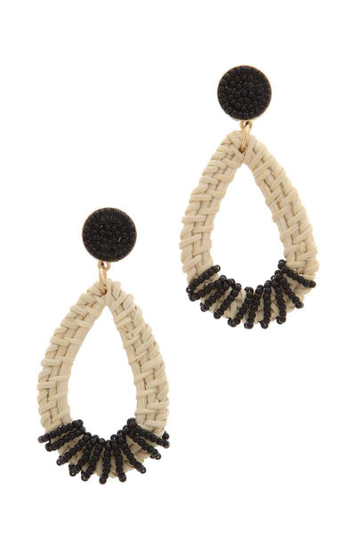 Beaded Teardrop Shape Post Drop Earring