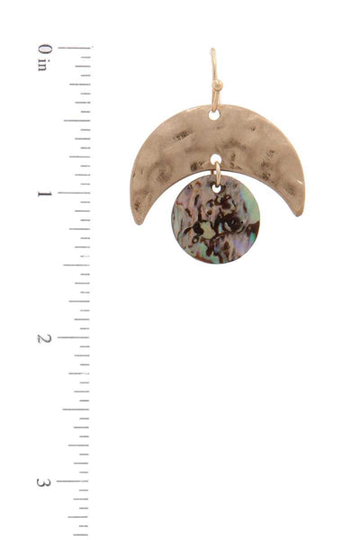 Hammered Metal Abalone Circle Drop Earring
