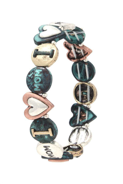 I Love You Mom Stretch Metal Bracelet