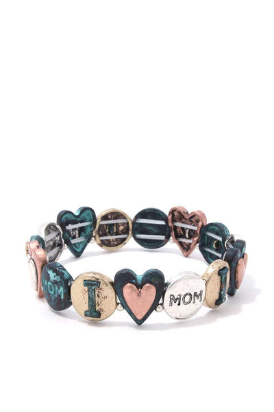 I Love You Mom Stretch Metal Bracelet