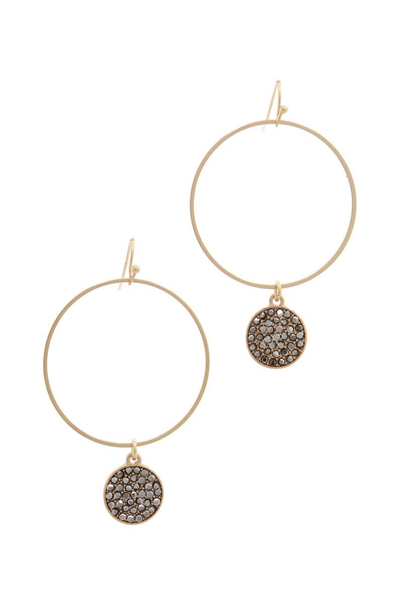 Rhinestone Circle Drop Earring