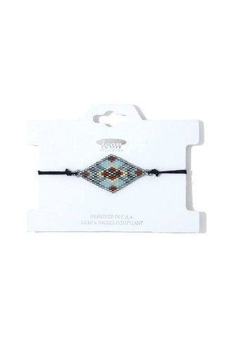 Rhombus Shape Beaded Adjustable Bracelet