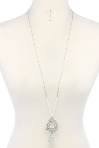 Filigree Teardrop Shape Pendant Necklace