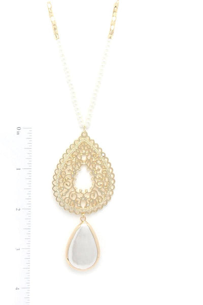 Filigree Teardrop Shape Pendant Necklace