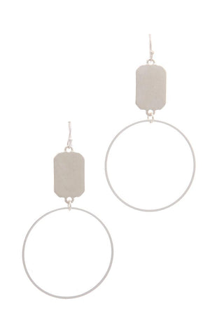 Circle Rectangular Shape Drop Earring