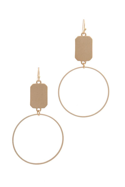 Circle Rectangular Shape Drop Earring