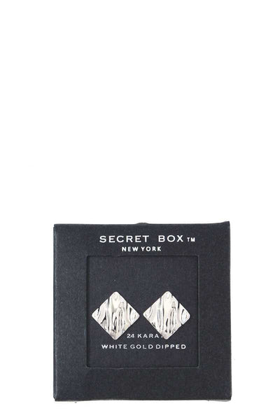 Hammered Rhombus Shape Stud Earring