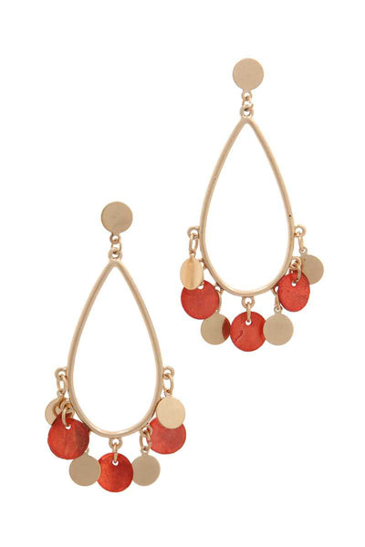 Coin Dangle Teardrop Shape Post Drop Earring