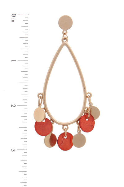 Coin Dangle Teardrop Shape Post Drop Earring
