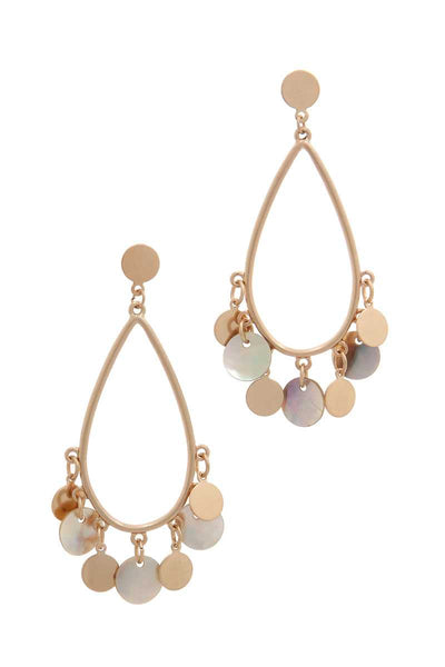 Coin Dangle Teardrop Shape Post Drop Earring