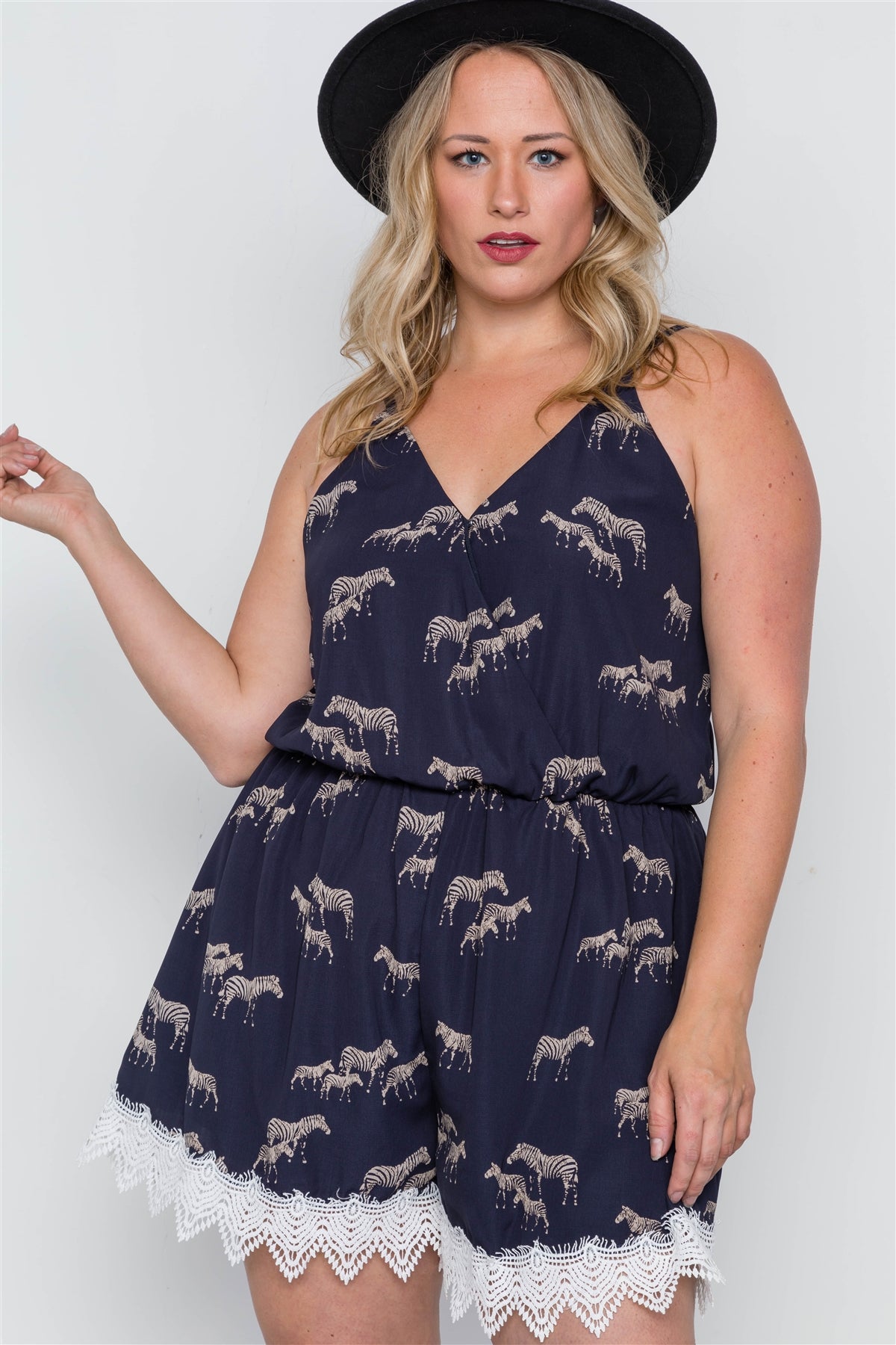 Plus Size Zebra Print Boho Romper
