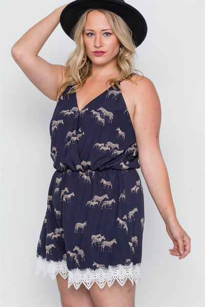 Plus Size Zebra Print Boho Romper