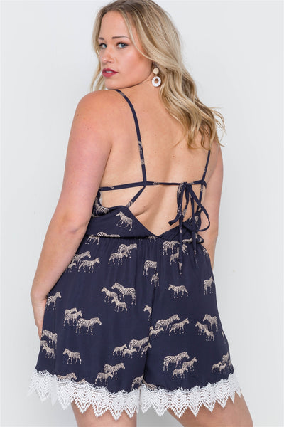 Plus Size Zebra Print Boho Romper