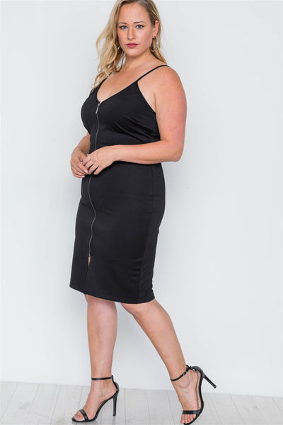 Plus Size Black Ribbed Cami Bodycon Mini Dress
