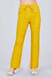Waist Elastic W/drawstring Long Linen Pants
