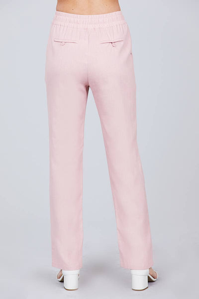 Waist Elastic W/drawstring Long Linen Pants
