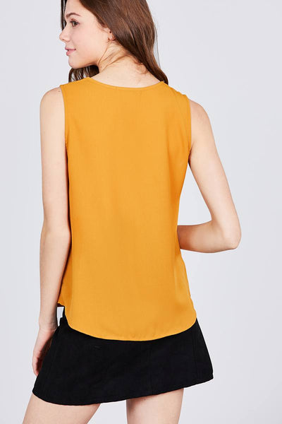 Sleeveless V-neck Woven Top