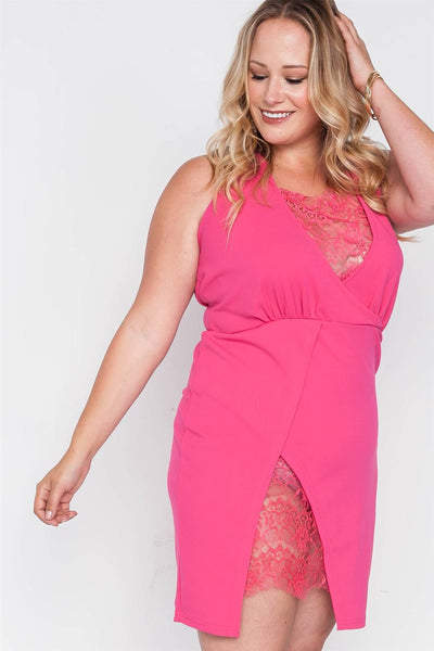 Plus Size Lace Detail Bodycon Mini Dress