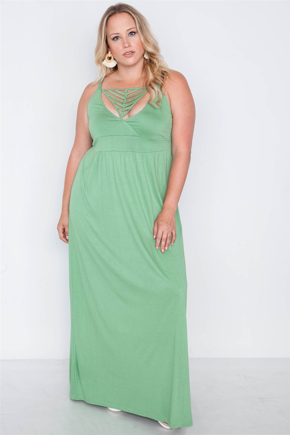 Plus Size Strap Detail Cami Solid Maxi Dress