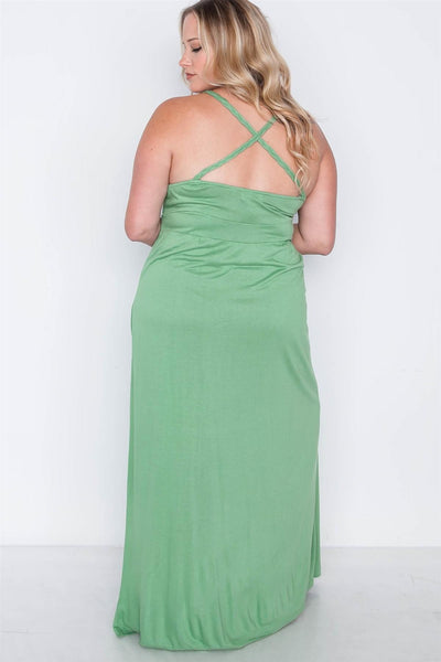 Plus Size Strap Detail Cami Solid Maxi Dress