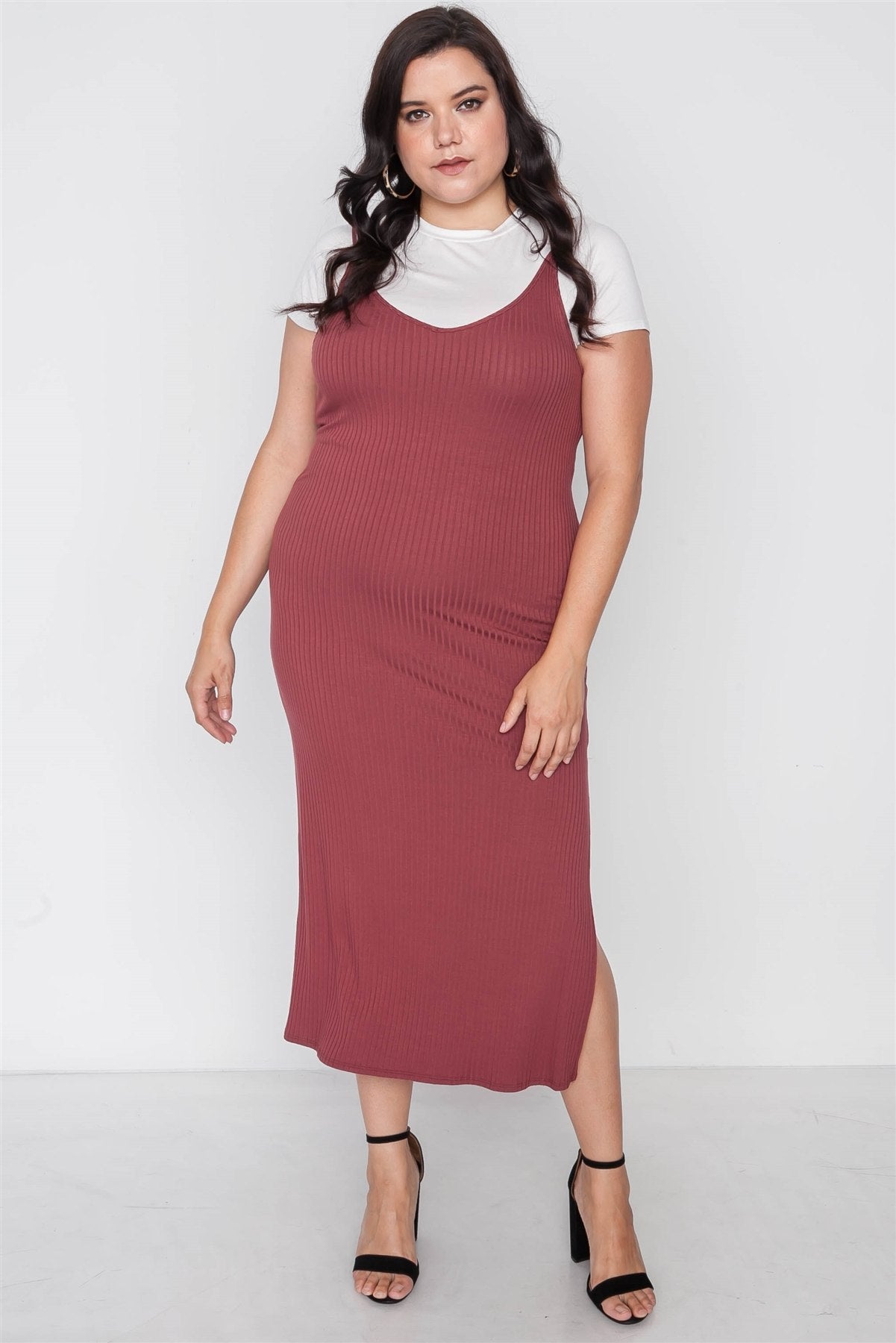 Plus Size Ribbed Two Piece Dress