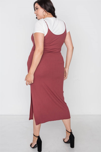 Plus Size Ribbed Two Piece Dress