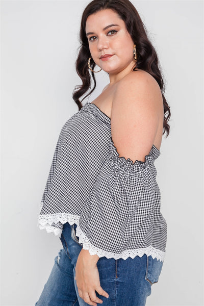 Plus Size Gingham Off-the-shoulder Top