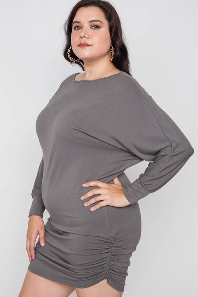Plus Size Batwing Basic Mini Dress