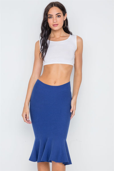 Ribbed Knit Midi Skirt