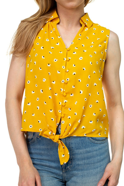 Floral Ditsy Knotted Sleeveless Top