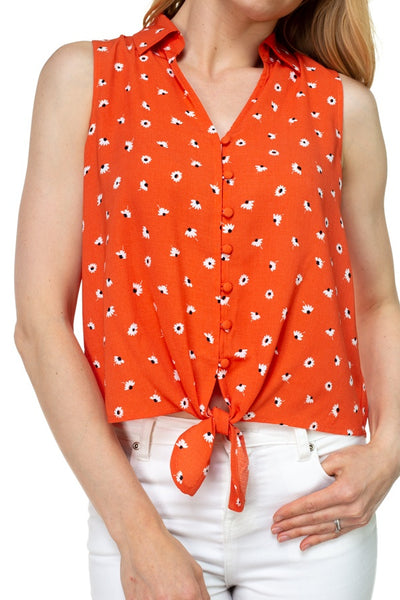 Floral Ditsy Knotted Sleeveless Top