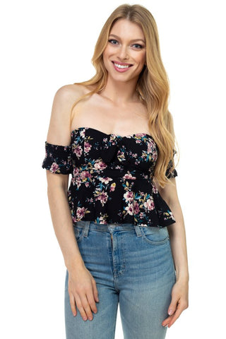 Floral Off Shoulder Crop Top
