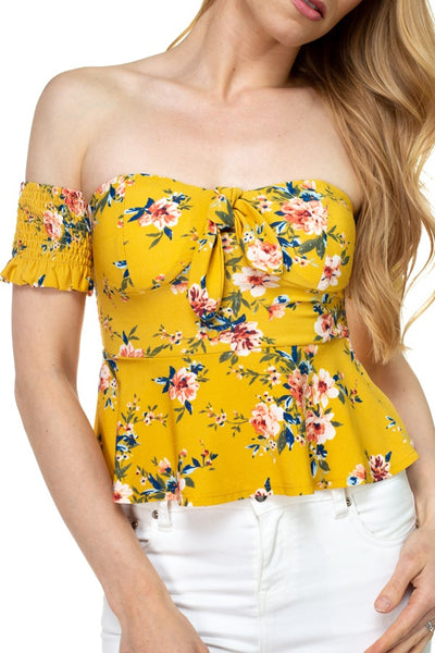 Floral Off Shoulder Crop Top