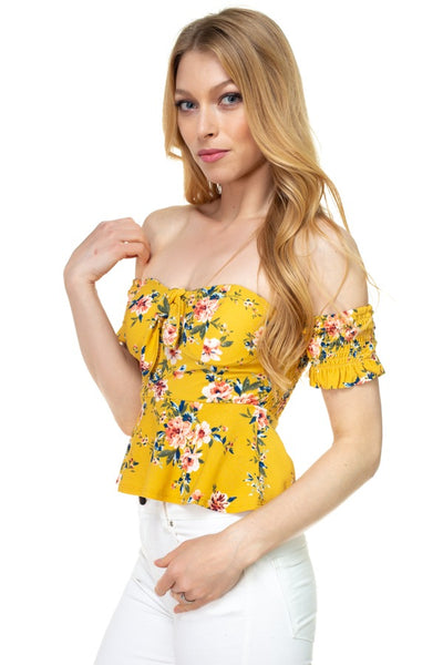 Floral Off Shoulder Crop Top
