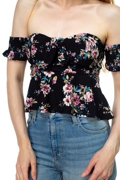 Floral Off Shoulder Crop Top