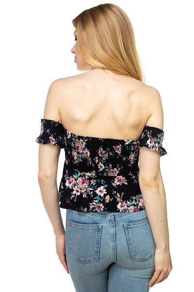 Floral Off Shoulder Crop Top