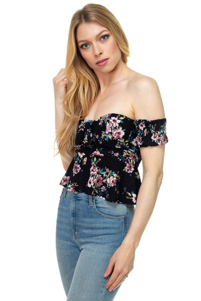 Floral Off Shoulder Crop Top