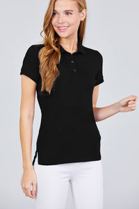 Classic Pique Spandex Polo Top