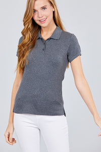 Classic Pique Spandex Polo Top