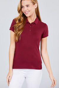 Classic Pique Spandex Polo Top